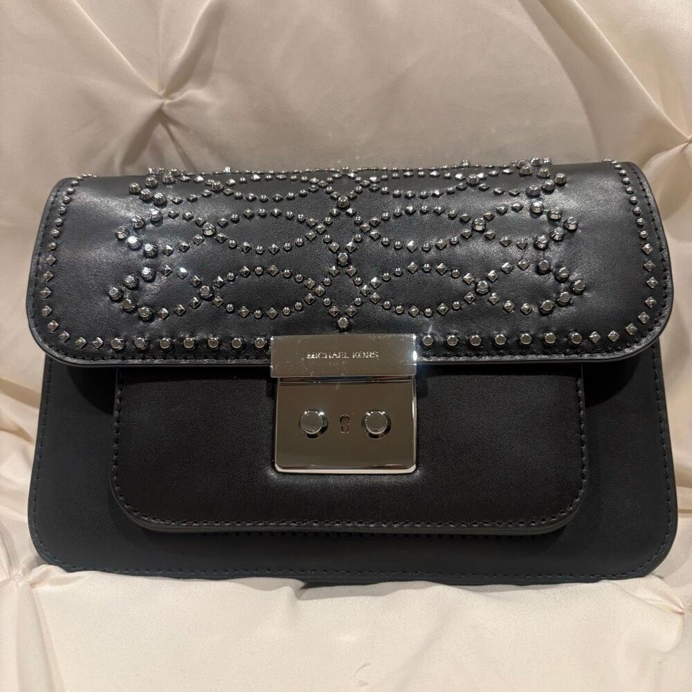 MICHAEL KORS Sloan Editor Studded Leather Shoulder Bag NWT MSRP $378 Dust Bag